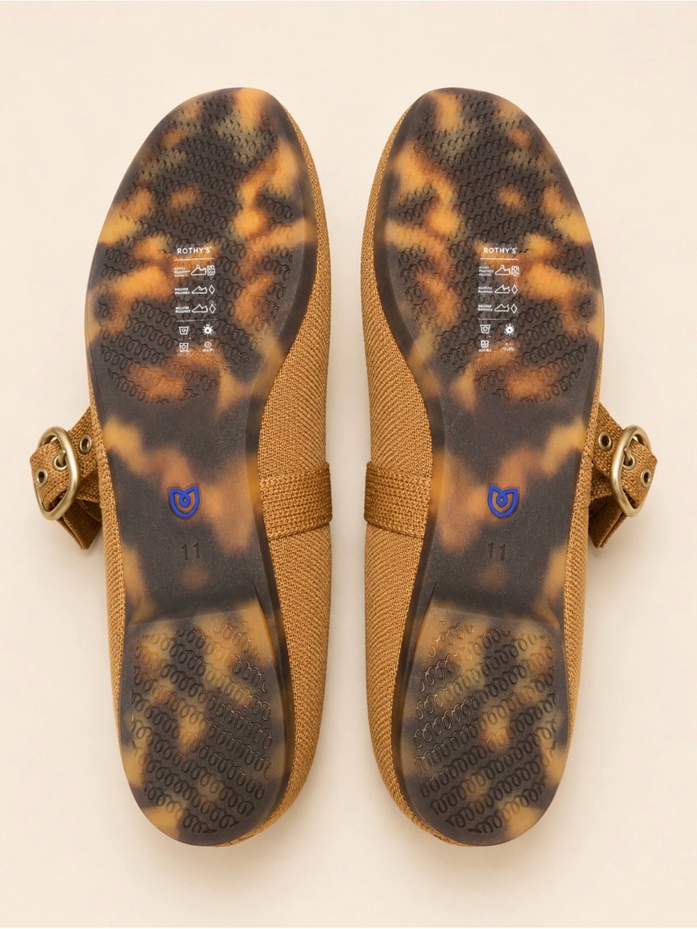 Rothy’s Max Buckle Mary Jane Java Chip Tan Flats Size 11 - Picture 3 of 7
